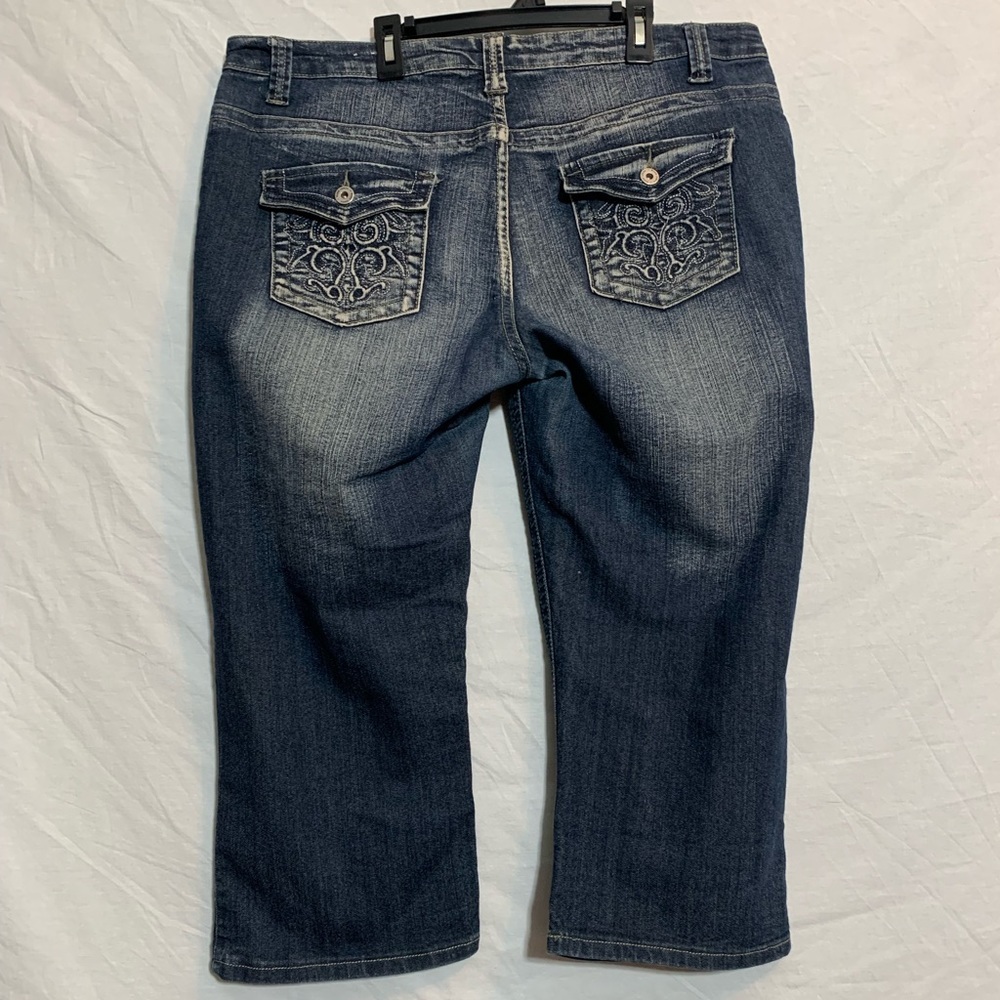 Rupp Jeans | Embellished Dark Wash Cropped Jeans - Size: 14